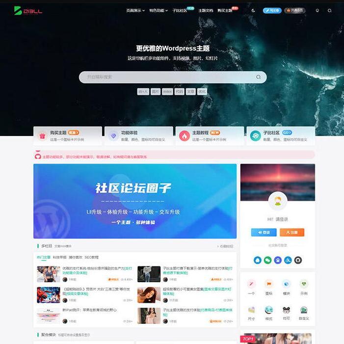 wp主题自媒体资源博客论坛源码wordpress知识付费